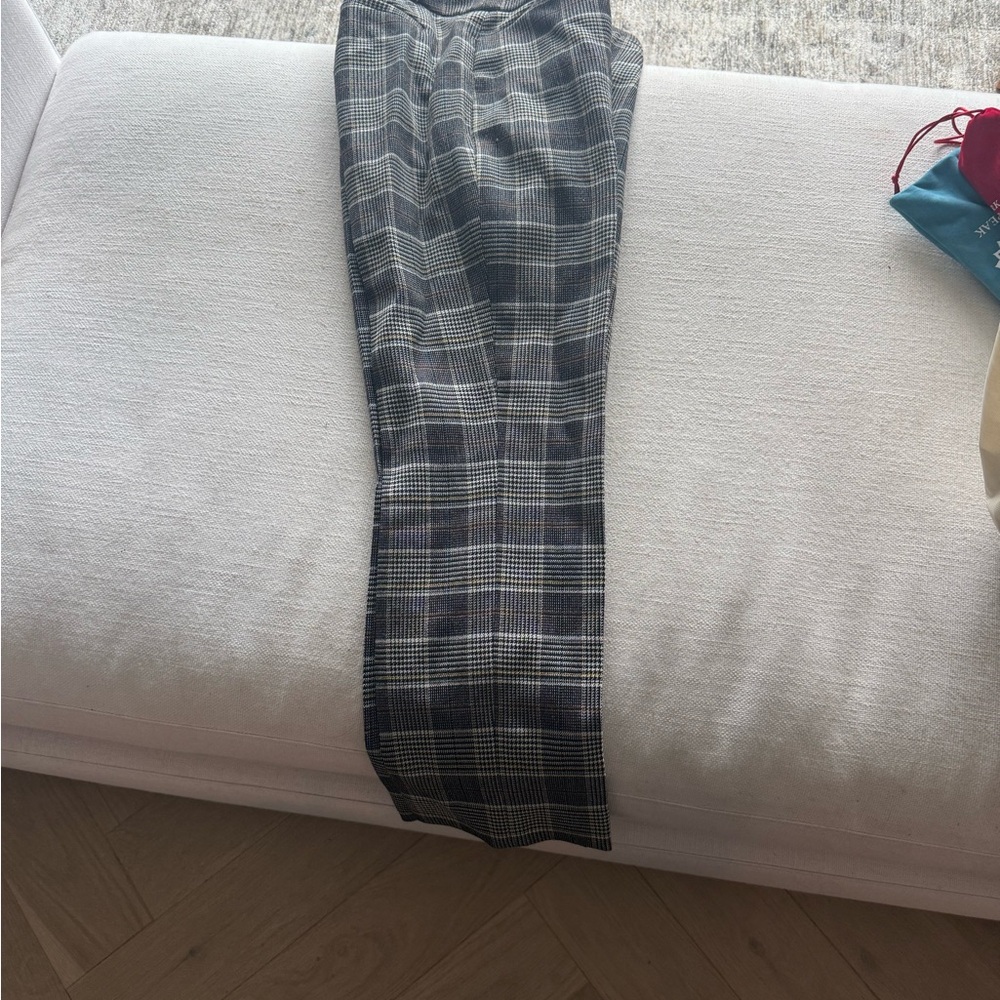 Theory Plaid Trousers - Black and Gray